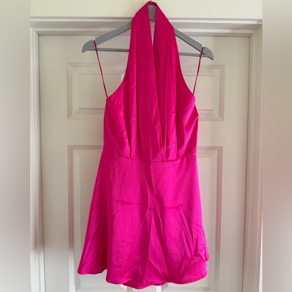 Elegant Pink Halter Dress